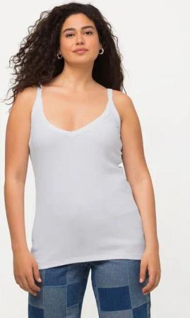 Ulla Popken Longtop Ripptop Slim V-Ausschnitt ärmellos schmale Träger