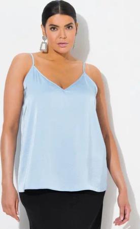 Ulla Popken Longtop Satintop A-Linie V-Ausschnitt Spaghettiträger