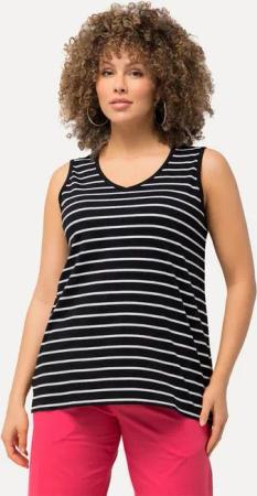 Ulla Popken Longtop Top 2er-Pack Ringel/uni V-Ausschnitt ärmellos (2-tlg)