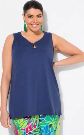 Ulla Popken Longtop Top Cut-Out A-Linie Herzausschnitt ärmellos