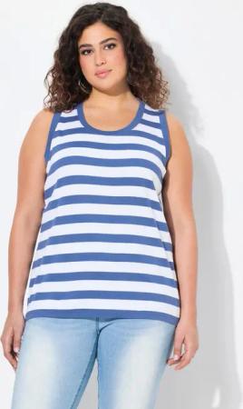 Ulla Popken Longtop Top Ringel Rippjersey Rundhals ärmellos