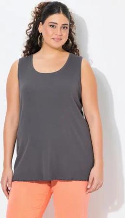 Ulla Popken Longtop Top Rippjersey Slim Rundhals ärmellos