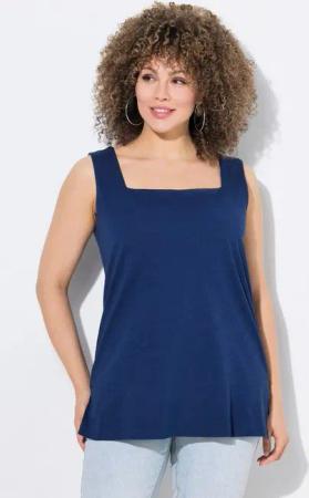 Ulla Popken Longtop Top Slim Carré-Ausschnitt ärmellos