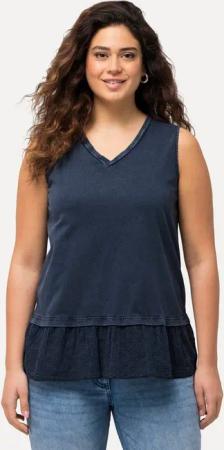 Ulla Popken Longtop Top Stickerei-Bordüre V-Ausschnitt ärmellos