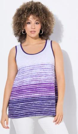 Ulla Popken Longtop Top Streifen-Verlauf A-Linie Rundhals ärmellos