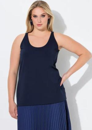 Ulla Popken Longtop Unterziehtop Slim Rundhalsausschnitt ärmellos