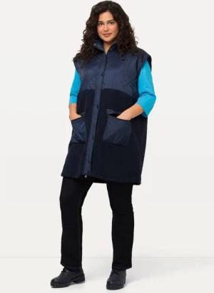 Ulla Popken Longweste Teddyweste Teddyfleece Stehkragen Zipptaschen