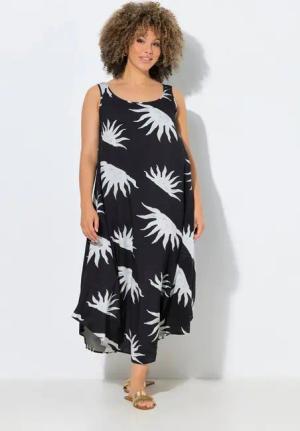 Ulla Popken Maxikleid Midikleid Sonnen A-Linie Rundhals ärmellos