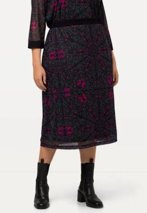 Ulla Popken Maxirock Meshrock doppellagig A-Linie Elastikbund