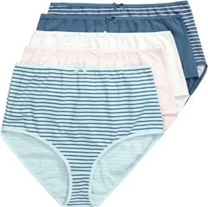 Ulla Popken Maxislip Maxislips 5er-Pack Ringel/einfarbig High Waist