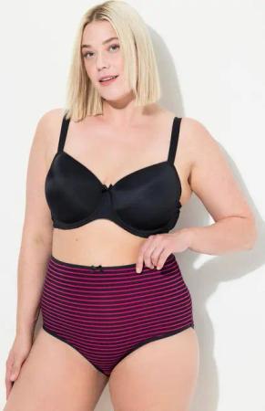 Ulla Popken Maxislip Maxislips 5er-Pack Ringel/einfarbig High Waist