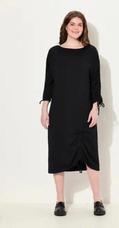 Ulla Popken Midikleid Jersey-Midikleid U-Boot-Ausschnitt 3/4-Arm