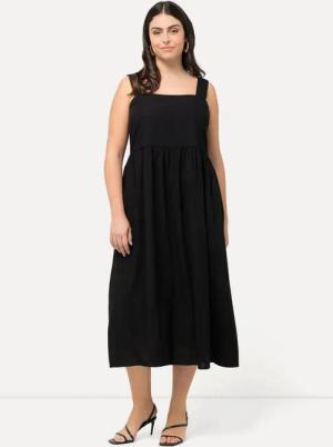 Ulla Popken Midikleid Kleid Leinenmix A-Linie Taschen ärmellos