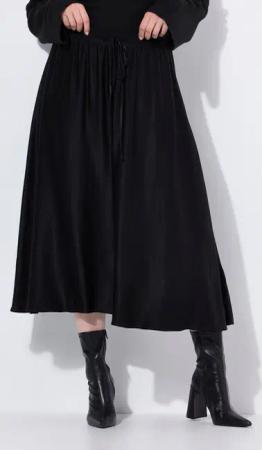 Ulla Popken Midirock Satin-Midirock A-Linie Elastikbund Bindeband