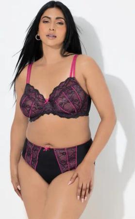 Ulla Popken Midislip TruYou Midislip Mikrofaser Blütenspitze Zierband