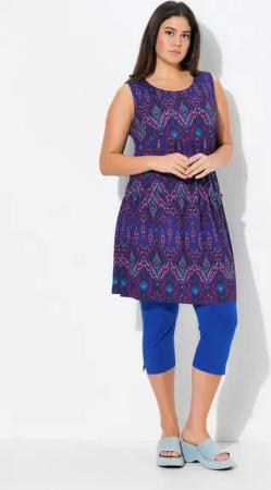 Ulla Popken Minikleid Jersey-Minikleid A-Linie Rundhals ärmellos Taschen