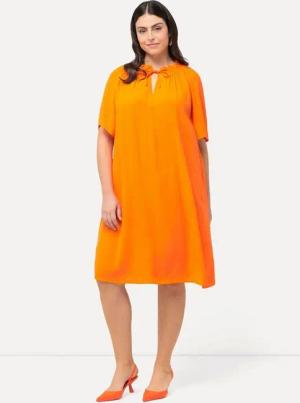 Ulla Popken Minikleid Kleid Rüschen A-Linie Tunika-Ausschnitt Halbarm