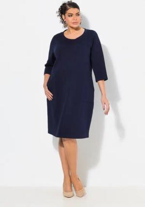 Ulla Popken Minikleid Punto-Sweatkleid Rundhals 3/4-Arm Taschen