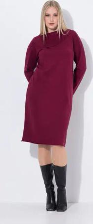 Ulla Popken Minikleid Strick-Midikleid Reißverschluss Rollkragen Langarm