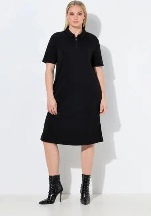 Ulla Popken Minikleid Sweatkleid Polokragen Zipper Halbarm Modalmix