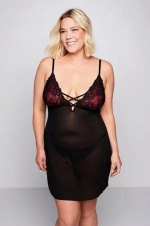 Ulla Popken Nachthemd 2er-Pack Négligé V-Ausschnitt String