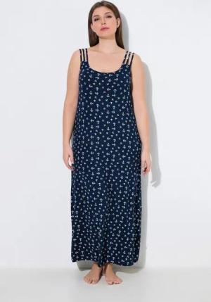 Ulla Popken Nachthemd Nachthemd Ankermuster Rundhals ärmellos