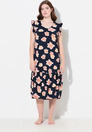 Ulla Popken Nachthemd Nachthemd Blüten V-Ausschnitt Flügelarm