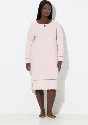 Ulla Popken Nachthemd Nachthemd Hohlsaum Wellenkanten Langarm