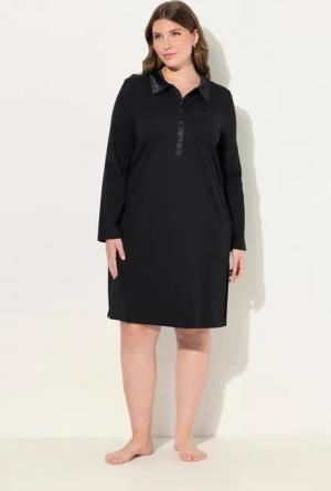 Ulla Popken Nachthemd Nachthemd Kragen Satindetails Langarm