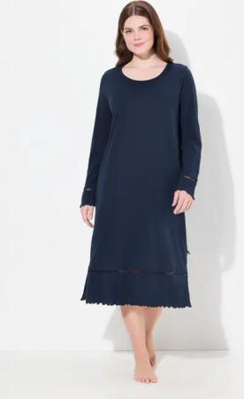 Ulla Popken Nachthemd Nachthemd mit Crochetband Langarm