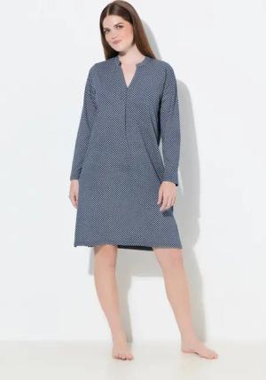 Ulla Popken Nachthemd Nachthemd Muster Rundhals Langarm