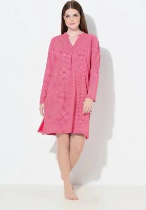 Ulla Popken Nachthemd Nachthemd Muster Rundhals Langarm