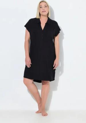 Ulla Popken Nachthemd Nachthemd oversized Hemdkragen V-Ausschnitt