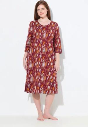 Ulla Popken Nachthemd Nachthemd Paisley Rundhals 3/4-Arm Biobaumwolle