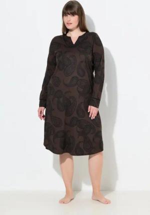 Ulla Popken Nachthemd Nachthemd Paisleymuster Tunika-Ausschnitt Langarm