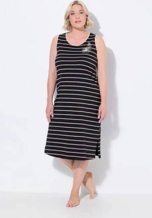 Ulla Popken Nachthemd Nachthemd Ringel Stickerei Rundhals ärmellos