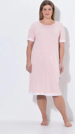 Ulla Popken Nachthemd Nachthemd Spitzenkanten Rundhals Halbarm