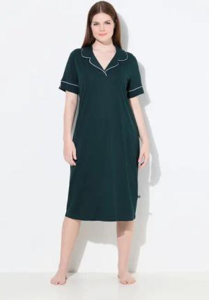 Ulla Popken Nachthemd Nachthemd Zierpaspeln Reverskragen Halbarm