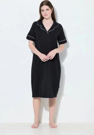 Ulla Popken Nachthemd Nachthemd Zierpaspeln Reverskragen Halbarm