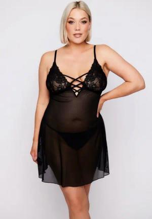 Ulla Popken Nachthemd Negligée mit String