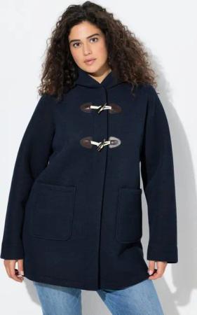 Ulla Popken Outdoorjacke HYPRAR Dufflecoat 2-Lagen-Piqué Kapuze