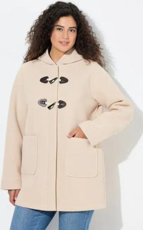 Ulla Popken Outdoorjacke HYPRAR Dufflecoat 2-Lagen-Piqué Kapuze