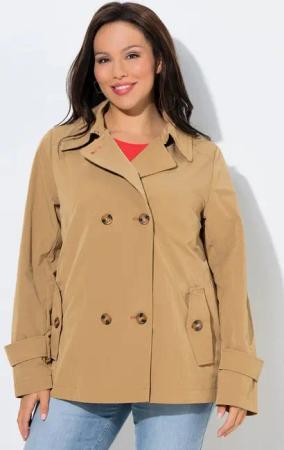 Ulla Popken Outdoorjacke HYPRAR Kurz-Trenchcoat A-Linie wasserabweisend