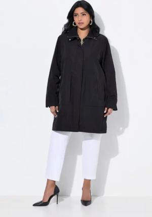 Ulla Popken Outdoorjacke Jacke Zierfalten A-Linie Stehkragen Langarm