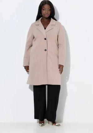 Ulla Popken Outdoorjacke Scuba-Mantel Reverskragen breite Bündchen