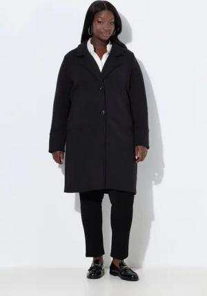 Ulla Popken Outdoorjacke Scuba-Mantel Reverskragen breite Bündchen