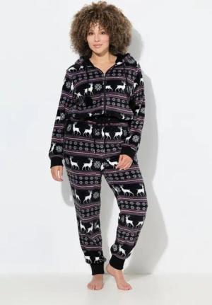 Ulla Popken Overall Homewear-Overall Plüsch Norweger Langarm