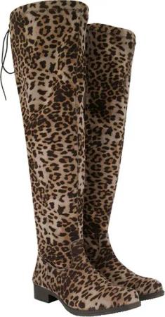 Ulla Popken Overknee-Stiefel XL-Schaft Leomuster Zipper Stiefel