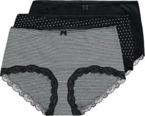 Ulla Popken Panty Hipster 3er-Pack Streifen / Punkte / uni
