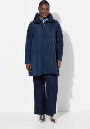 Ulla Popken Parka Jacke A-Linie Rücken-Plisseefalten Stehkragen